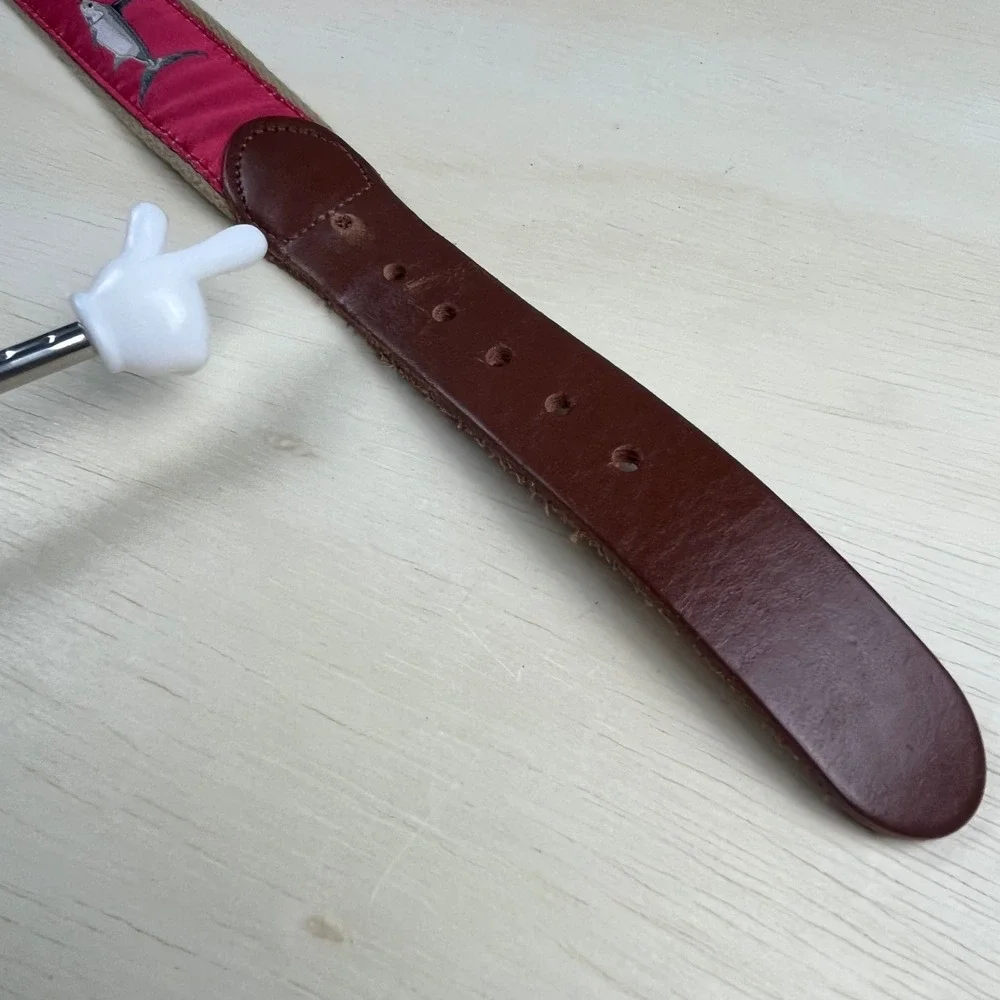 Leather Man Ltd Mens Red Swordfish Marlin Surcingle Belt Leather Brass Size 42